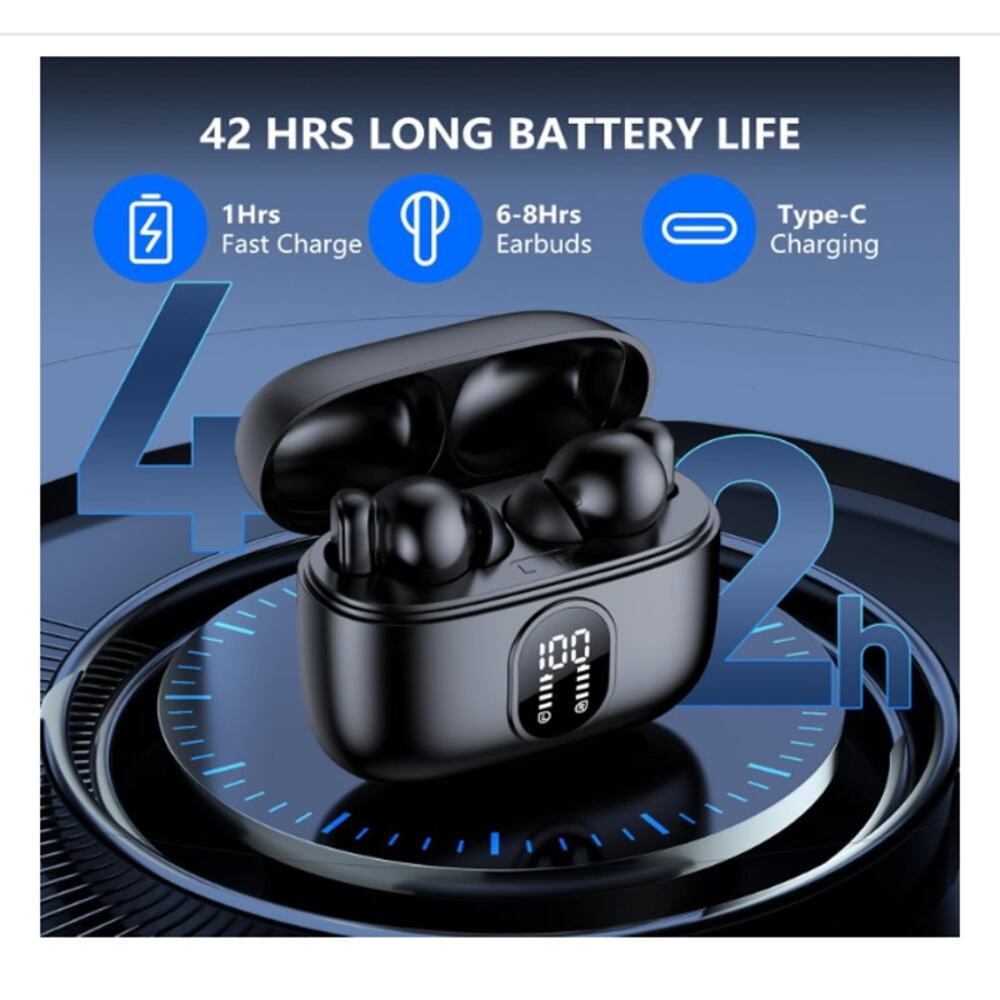 Bluetooth 5.4 Earbuds 42H LED4 ENCMics | IPX6 | Touch Control | (iOS/Android/PC) - Picture 5 of 7